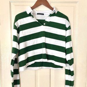 Crop Strip Rugby Polo Preppy 90s Shirt Made in Italy Long Sleeve